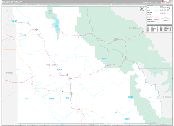Big Horn County, WY Wall Map